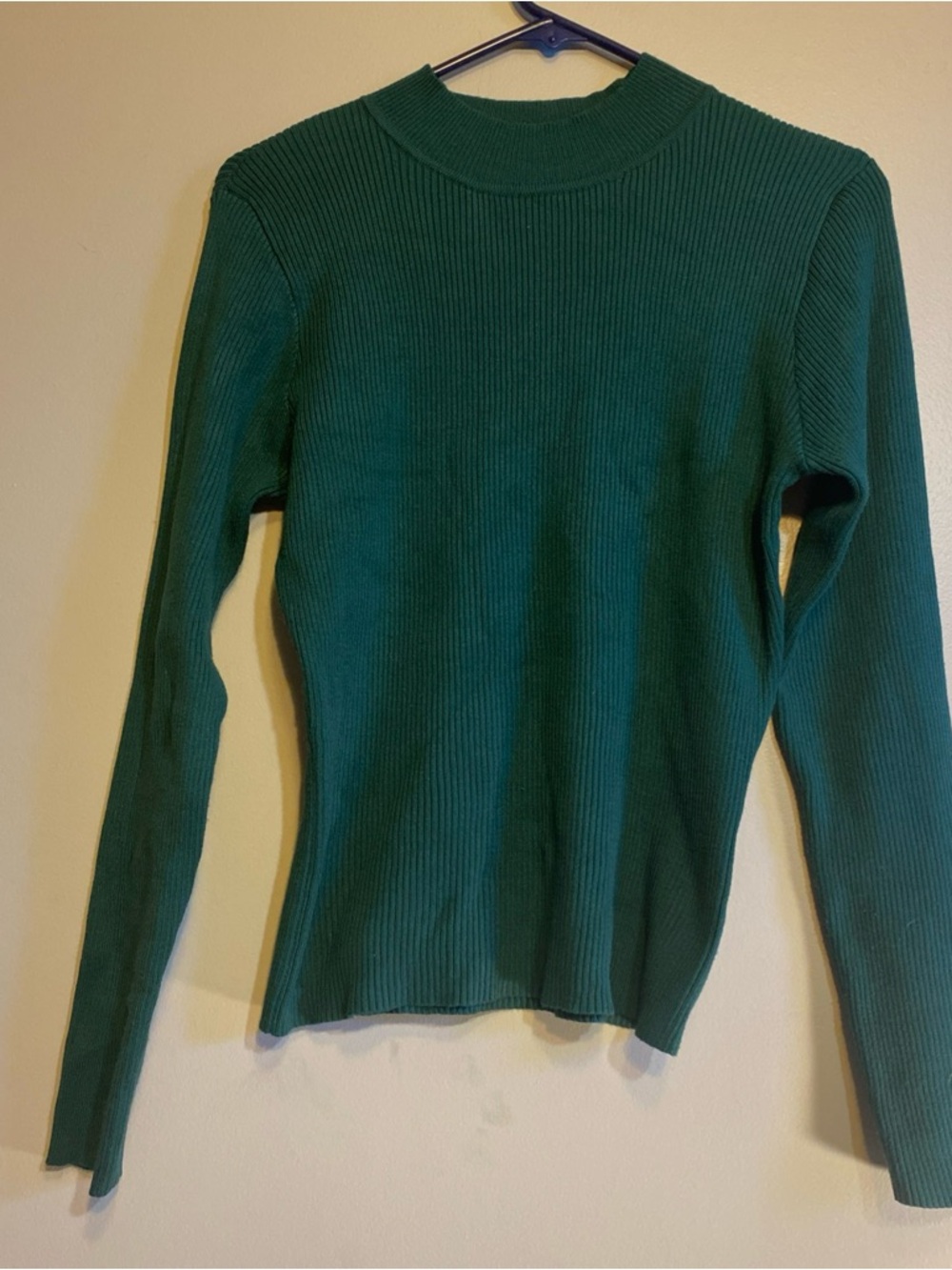 Stella‎ Tweed Women’s Size Large Knit Thermal Mock Neck  Pull Over Green Sweater